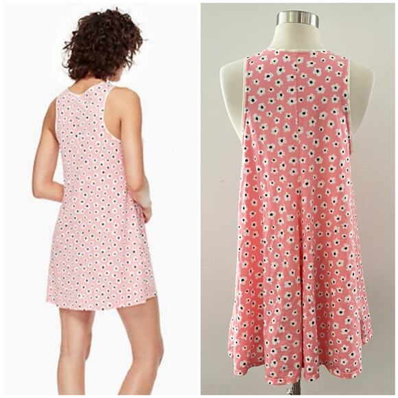 Kate Spade Floral Print Chemise Nightgown Sleep Dress Cotton Modal Pink Large - Picture 2 of 10